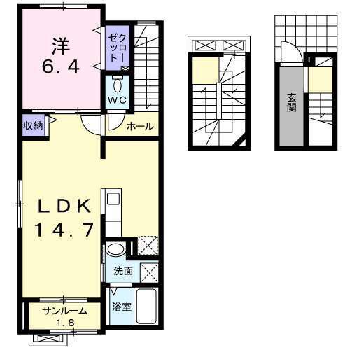 LUMTERE東横(1LDK/3階)の間取り写真