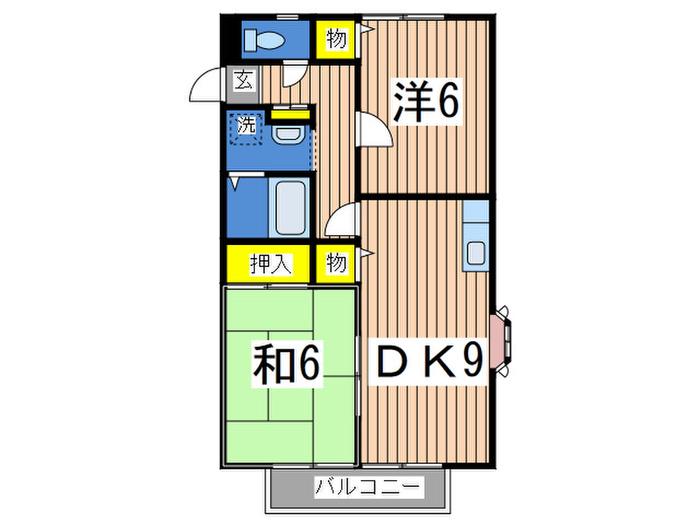 エーデルハイムA(2DK/2階)の間取り写真