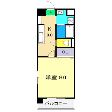 HIGH ISLAND(1K/4階)の間取り写真