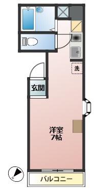 プラム春日部(ワンルーム/4階)の間取り写真