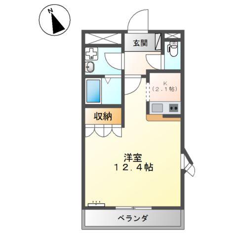 コンチェルト笠岡D(1K/2階)の間取り写真