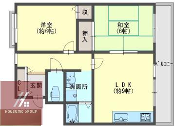 オウルハウス服部緑地(2LDK/3階)の間取り写真
