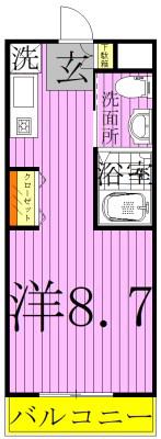 保木間フォレスタ(ワンルーム/1階)の間取り写真