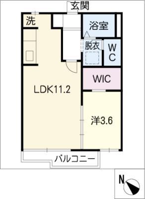 ピースハイツA(1LDK/2階)の間取り写真