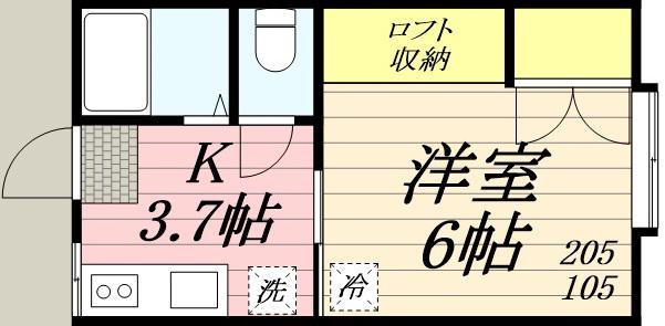 第9レジデンス(1K/1階)の間取り写真