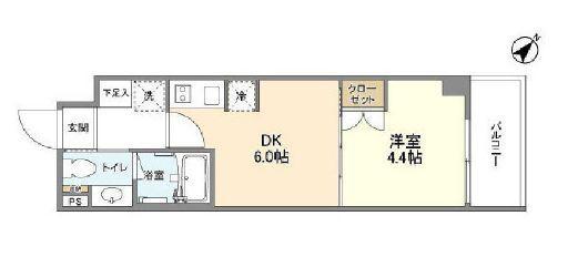 YSレジデンス代田橋(1DK/4階)の間取り写真