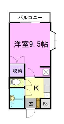 カスティールイン宇都宮(1K/6階)の間取り写真