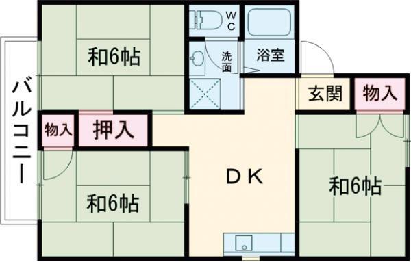 セジュール岸本(3DK/2階)の間取り写真