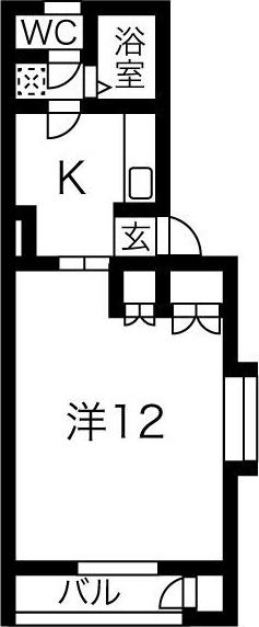 サンライフ都南A(1K/1階)の間取り写真