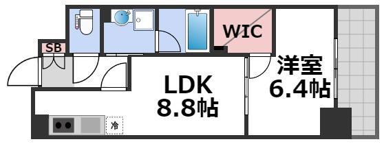 アプリーレ堺筋本町(1LDK/14階)の間取り写真
