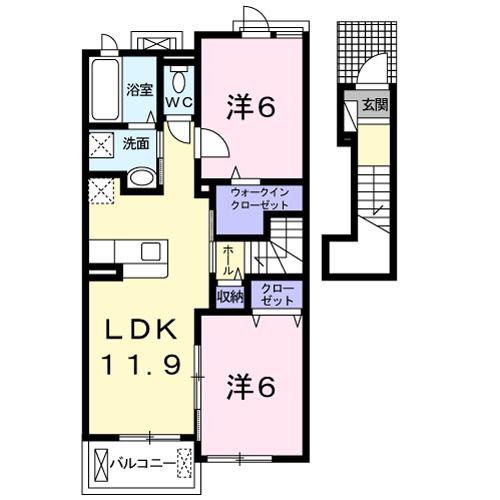 アヴニール北沢(2LDK/2階)の間取り写真