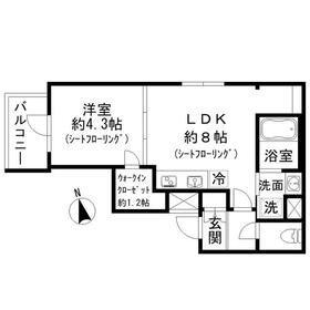 MOCXION四谷三丁目(1LDK/3階)の間取り写真