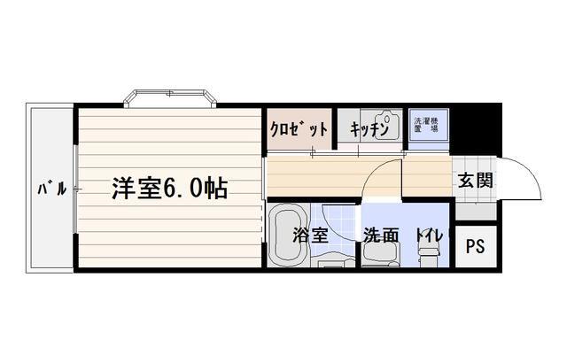 スパークリングタワー西門橋(1K/4階)の間取り写真