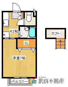 フレンドハイツ(1K/1階)の間取り写真