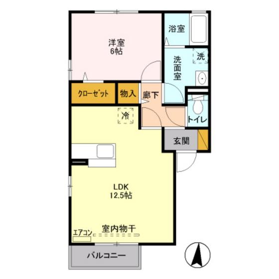 ボナール(1LDK/2階)の間取り写真