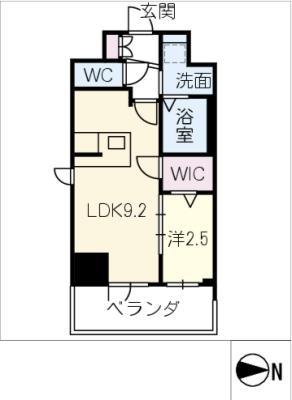 エステムコート名古屋新栄IIアリーナ 606(1LDK/6階)の間取り写真
