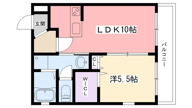 サンリーブ鳴尾(1LDK/1階)の間取り写真