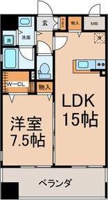 地下鉄名城線 東別院駅 徒歩7分 12階建 築20年(1LDK/2階)の間取り写真