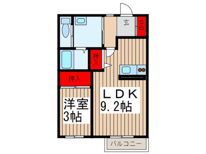 セグソレアード(1LDK/1階)の間取り写真