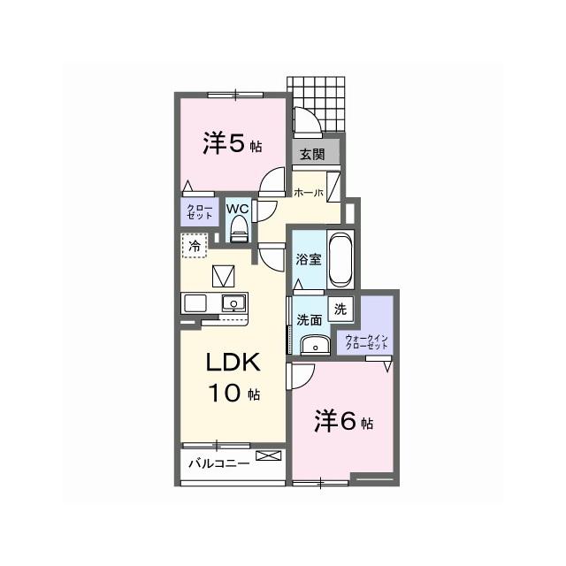 ハレレアI(2LDK/1階)の間取り写真