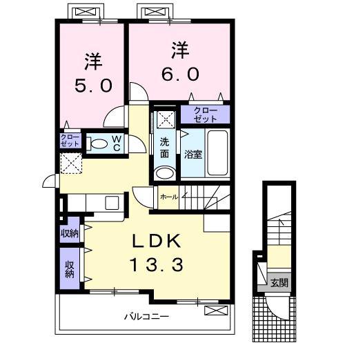 TーSQUARE 11(2LDK/2階)の間取り写真