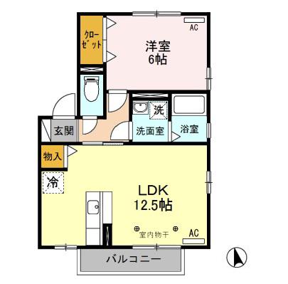 パルフィールド(1LDK/2階)の間取り写真
