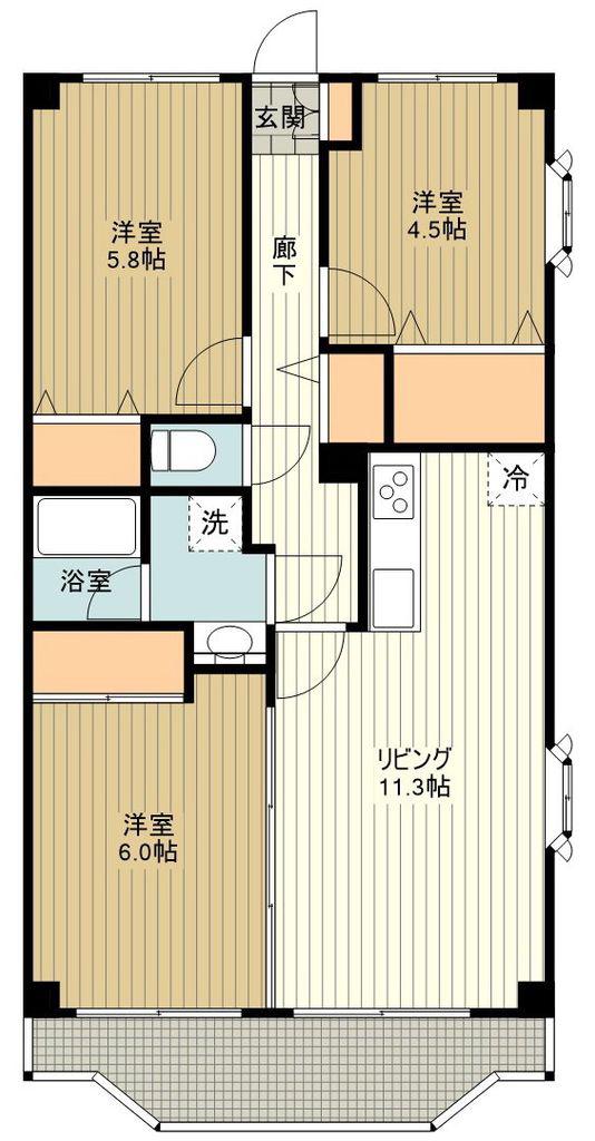 マノワール(3LDK/4階)の間取り写真