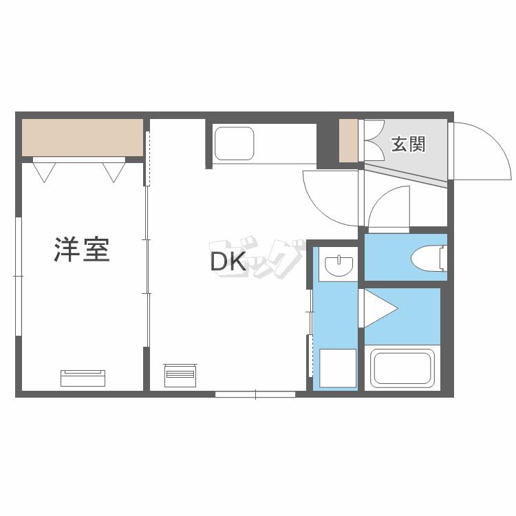 アールズ・コート平岸II(1DK/2階)の間取り写真