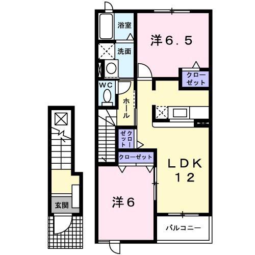 ボニート ブローテI(2LDK/2階)の間取り写真