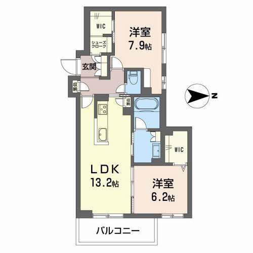グリーンガーデン東雲(2LDK/3階)の間取り写真
