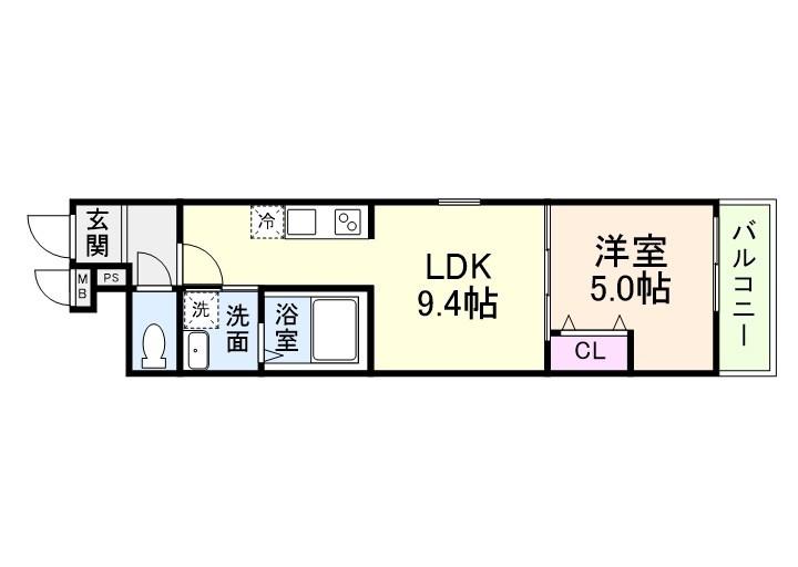 フジパレス神戸神明町(1LDK/3階)の間取り写真