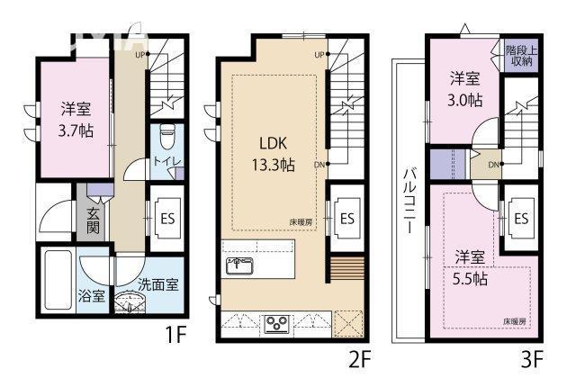 広尾3丁目ヘーベルハウス(3LDK/1階)の間取り写真