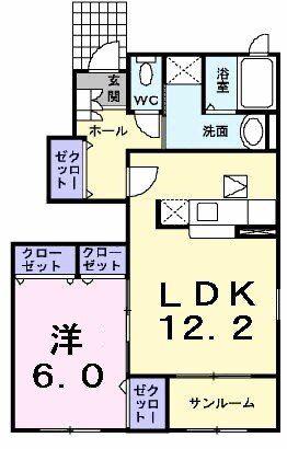 ディアコート川崎(1LDK/1階)の間取り写真