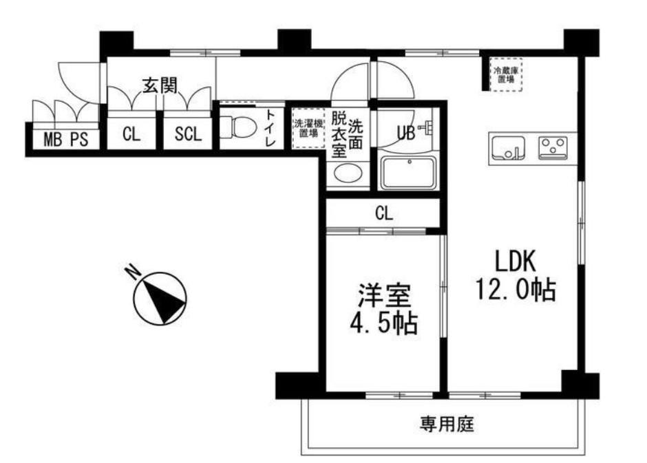 ASPRIME初台(1LDK/1階)の間取り写真