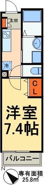 ウィステリア(1K/2階)の間取り写真