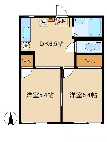 エステート良(2DK/1階)の間取り写真