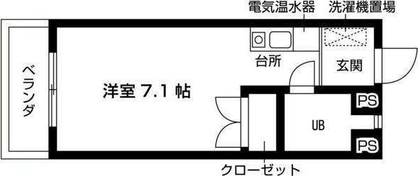 メゾンブランシュ(ワンルーム/1階)の間取り写真