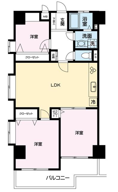 ユリノキコート(3LDK/4階)の間取り写真