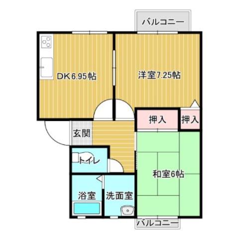 Nミレニアム(2DK/1階)の間取り写真