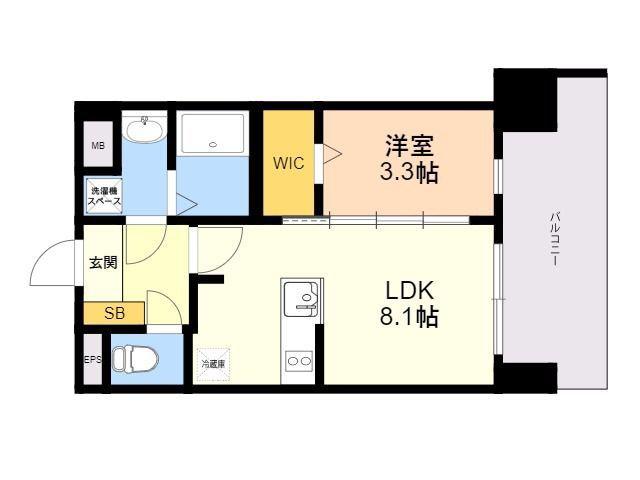 ブランシエスタ千早RJR(1LDK/4階)の間取り写真