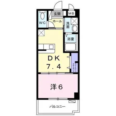 ヴィガラス(1DK/4階)の間取り写真
