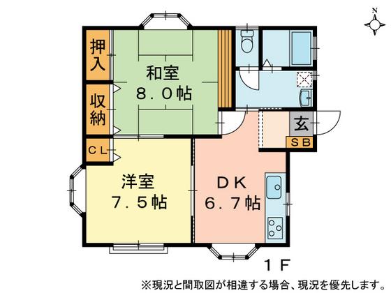 アルエット(2DK/1階)の間取り写真