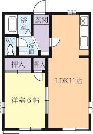 セントラルエステートD(1LDK/2階)の間取り写真