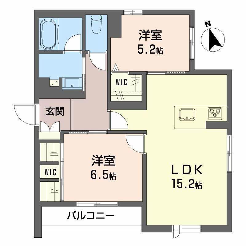ヴィア パラディーソ(2LDK/1階)の間取り写真