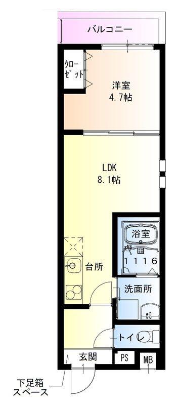 フジパレス八戸ノ里VI番館(1LDK/2階)の間取り写真