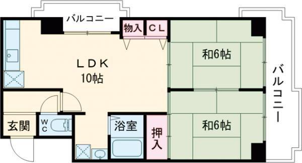 リバーサホ萬(2DK/4階)の間取り写真