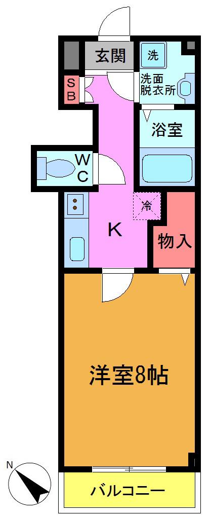 ヒルズ中山(1K/1階)の間取り写真
