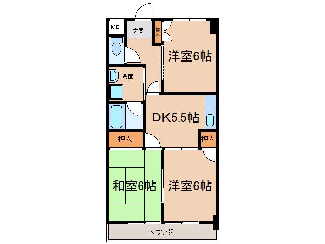 ハイツ北外山(3DK/4階)の間取り写真