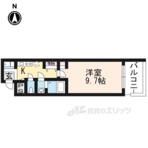 ルクラ京都三条油小路(1K/4階)の間取り写真