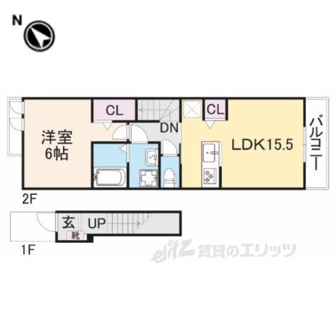 ジェルメコリーヌ3(1LDK/2階)の間取り写真